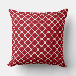 Elegant röd marockansk quatrefoil-mönster kudde