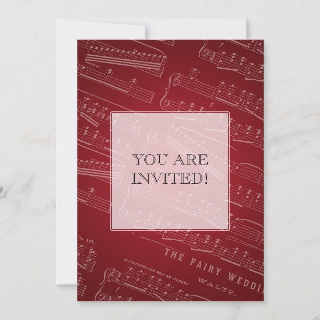 Elegant röd möhippanotblad inbjudningar (Framsida)