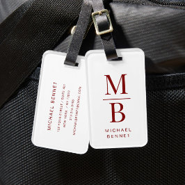Elegant röd monogram bagagebricka