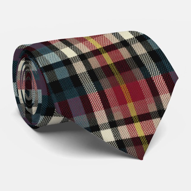 Elegant röd och blå gingham-ruta-mönster slips (Rullad)