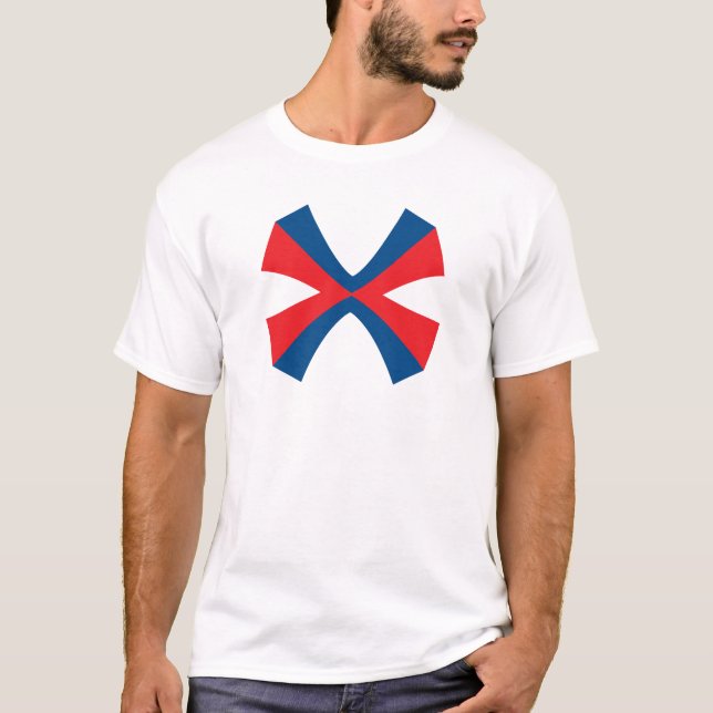 Elegant röd och blå linje Bokstav X Monogram T Shirt (Framsida)