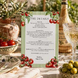 Elegant röd och grön Pomodori Detaljer Bröllop Inbjudningar