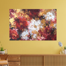 Elegant röd och guld blomstermässig abstrakt väggk canvastryck