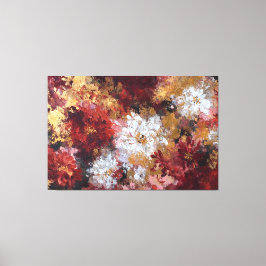 Elegant röd och guld blomstermässig abstrakt väggk canvastryck