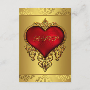 Elegant röd och guld bröllops RSVP OSA Kort