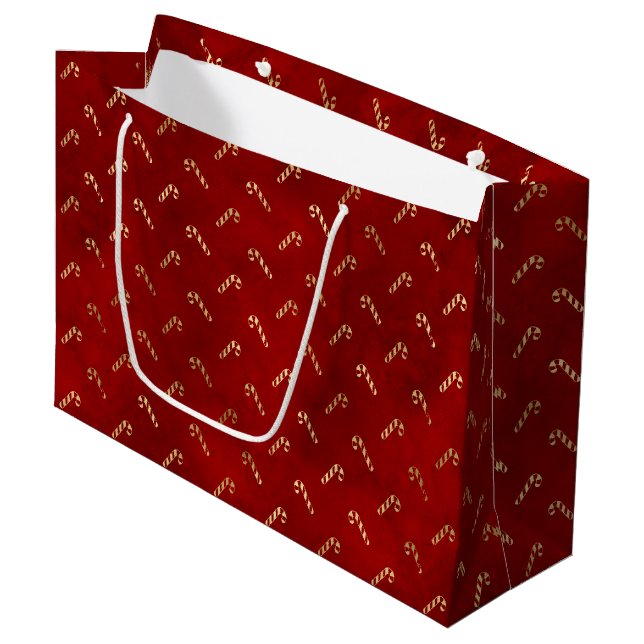 Elegant röd och guld folie söt candy cane mönster (Framsidan Vinklad)