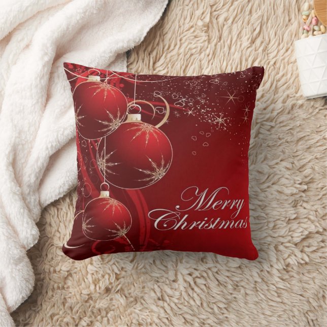 Elegant röd och guld god jul kudde (Filt)