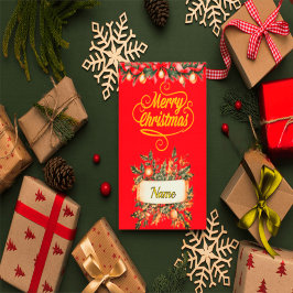 Elegant röd och guld jul fotokort | Person Inbjudningar