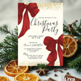 Elegant röd och guld julfest inbjudan
