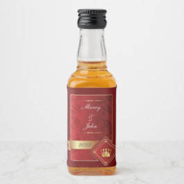 Elegant röd och guld spritflaskor etikett