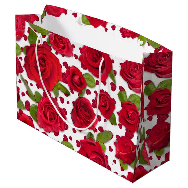 Elegant röd och mörk rosa blommande rosor mönster (Baksidan Vinklad)