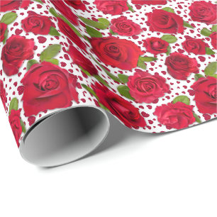 Elegant röd och mörk rosa blommande rosor mönster presentpapper