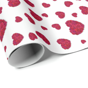 Elegant röd och mörk rosa blomrosmönster presentpapper