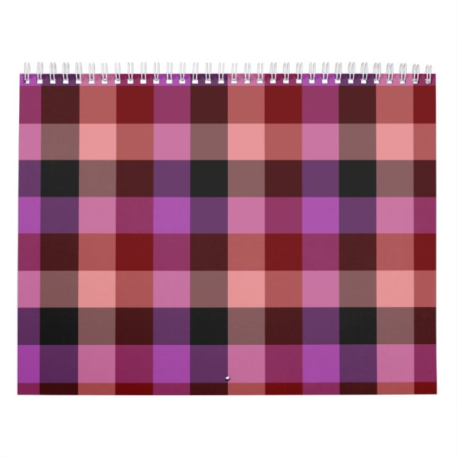 Elegant röd och plommonrutig sömlös mönster  kalender (Omslag)