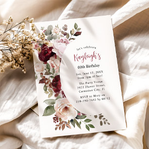 Elegant röd och rosa blomsterfödelsedag julkort