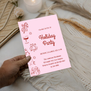 Elegant röd och rosa högtidlig julfest inbjudningar