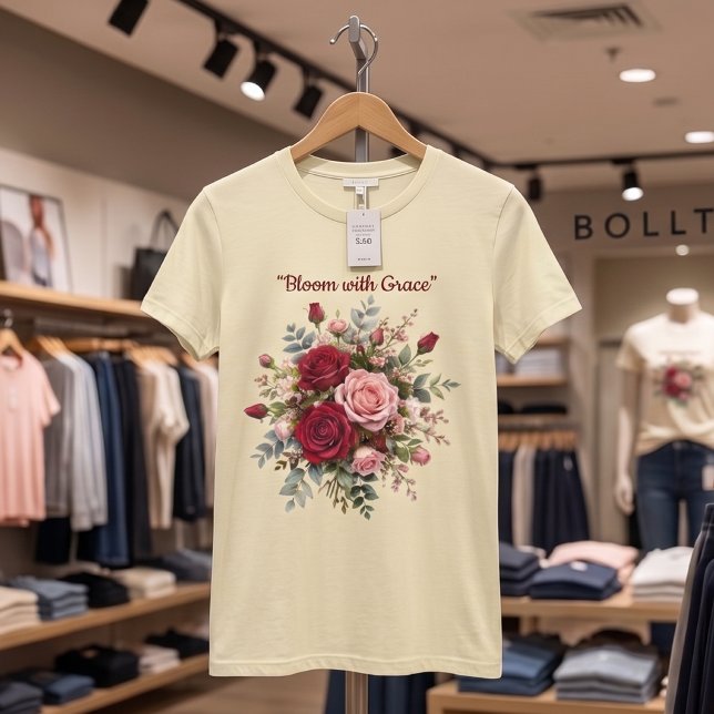 Elegant röd och rosa rosbukett blomster t-shirt (Skapare uppladdad)