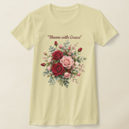 Elegant röd och rosa rosbukett blomster t-shirt