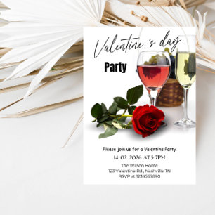 Elegant röd och rosa valentinusfest party inbjudningar