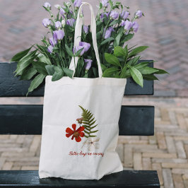 Elegant röd och vit blomma Tote Bag Tygkasse