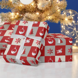 Elegant röd och vit god jul presentpapper