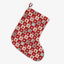 Elegant röd och vit god jul stor julstrumpa