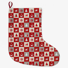 Elegant röd och vit god jul stor julstrumpa