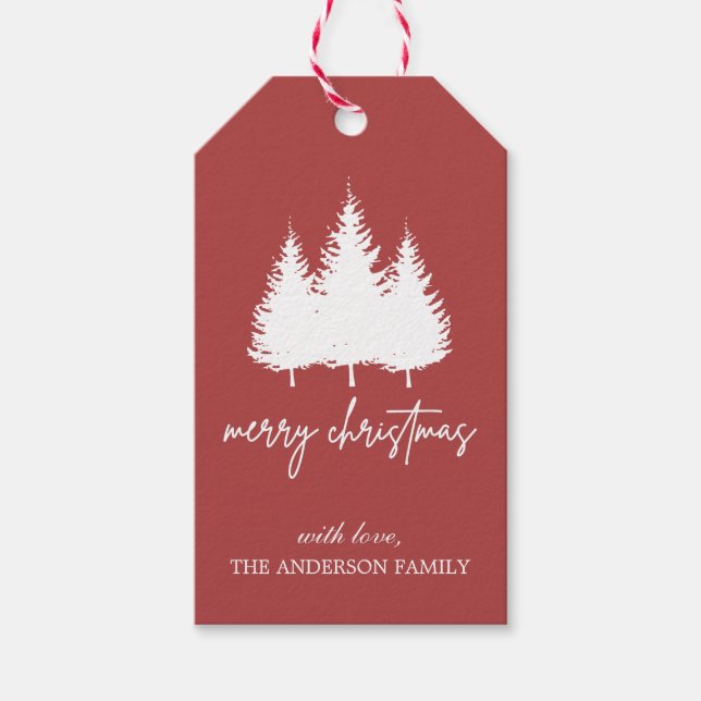 Elegant Röd och vit Personlig jul Presentetikett (Framsidan)