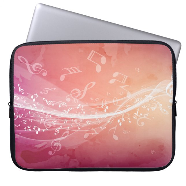 Elegant Röd-Orange Musik noter-bakgrund Laptop Fodral (Framsidan)