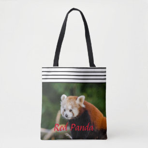 Elegant Röd Panda Randig Tygkasse