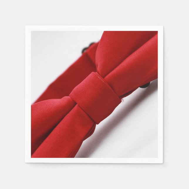 Elegant röd papper servett med slipsmotiv (Framsidan)
