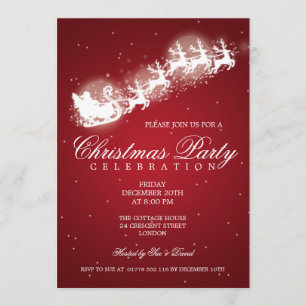 Elegant röd partySanta gnistra Inbjudningar