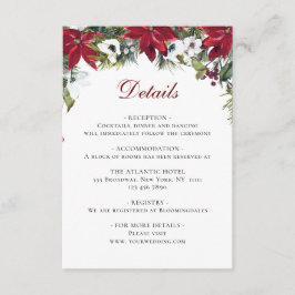 Elegant röd poinsettia akvarell detaljer tilläggskort