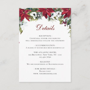 Elegant röd poinsettia akvarell detaljer tilläggskort