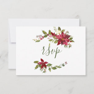 Elegant röd poinsettia webbplats julbröllop OSA kort
