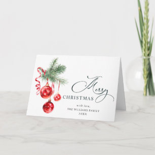 Elegant röd prydnad God Jul hälsning Helgkort