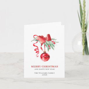Elegant röd prydnad God Jul hälsning Helgkort
