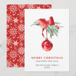 Elegant röd prydnad God jul hälsning Julkort