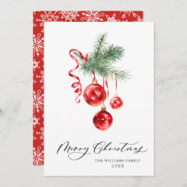 Elegant röd prydnad God Jul hälsning Julkort