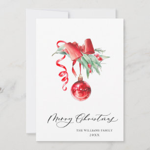 Elegant röd prydnad God Jul hälsning Julkort