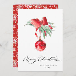 Elegant röd prydnad God Jul hälsning Julkort