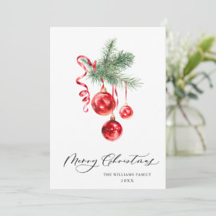Elegant röd prydnad God Jul hälsning Julkort