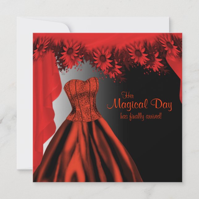 Elegant röd Quinceanera Inbjudningar (Framsida)