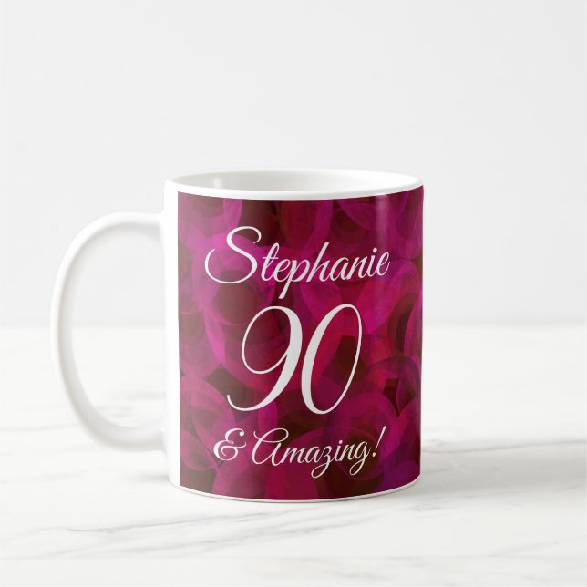 Elegant röd ros 90 och fantastisk personlig kaffemugg (Vänster)