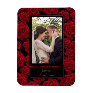 Elegant Röd ros - Anpassningsbar Photo Magnet