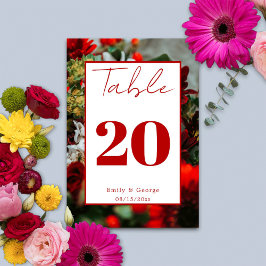 Elegant röd ros blommar blommor blommigt Bröllop Bordsnummer