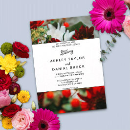 Elegant röd ros blommar blommor blommigt Bröllop Inbjudningar