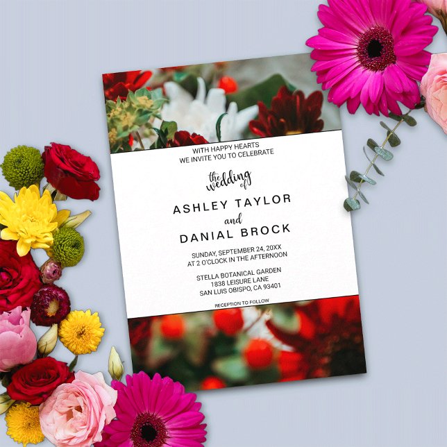 Elegant röd ros blommar blommor blommigt Bröllop Inbjudningar (Skapare uppladdad)