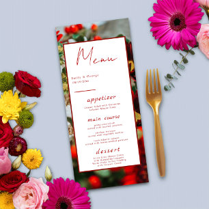 Elegant röd ros blommar blommor blommigt Bröllop Meny