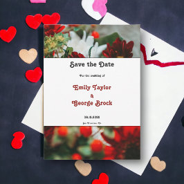 Elegant röd ros blommar blommor blommigt Bröllop Spara Datumet